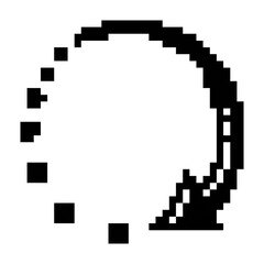 Rotation arrow icon refresh icon black-white vector pixel art icon