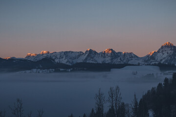 Totes Gebirge with sunrise in the morning