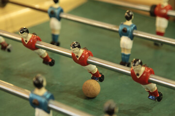 Close-up on the figures of a table football