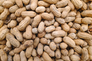 Stack of peanuts on a market stall