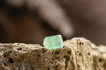 Raw Blue Tourmaline Crystal on Rough Stone