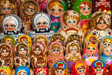 Matryoshka dolls for sale on a market stall