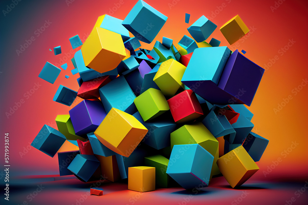 Poster abstract background of 3d cubes. generative ai