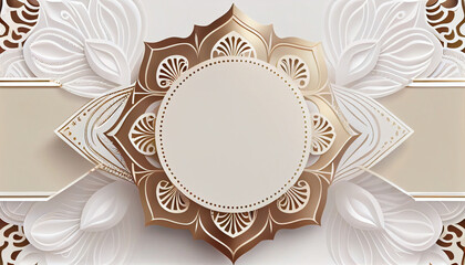 Wedding invitation card in white color and golden color mandala Image created with Generative AI technology
