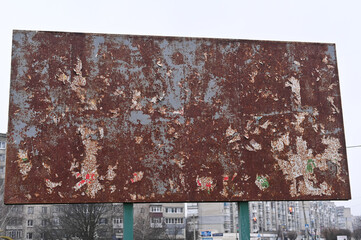 dirty emergency billboard blank for outdoor advertising poster. the concept of decline and ruin of business.