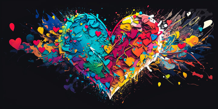 Abstract art. Colorful painting art of a heart shape. Forgiving love concept. Christian illustration. Generative AI.