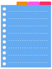 Obraz premium Sheet of Blank Lined on Blue Spiral Paper with Tabbed Binder Copy Space for Text Decorated. 