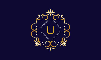 Elegant monogram design template with initial letter U. Luxury elegant ornament logo for restaurant, boutique, hotel, fashion, business.
