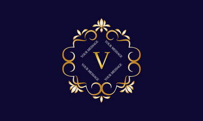 Elegant monogram design template with initial letter V. Luxury elegant ornament logo for restaurant, boutique, hotel, fashion, business.