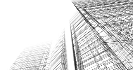 modern office buildings on white background 3d rendering