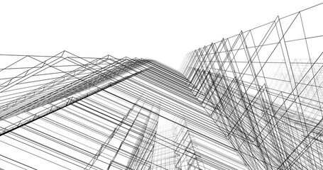 Abstract architecture 3d drawing
