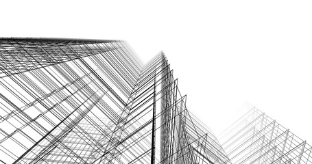 modern office buildings on white background 3d rendering