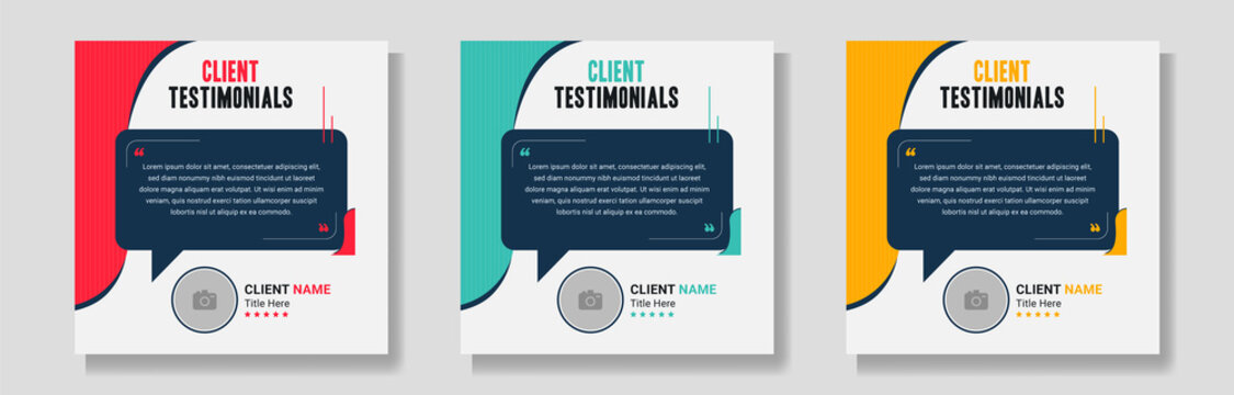 Modern Client Testimonials Social Media Post
Design Set. Customer Service Feedback Review
Social Media Post Template.