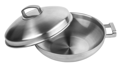 Open stainless steel cooking pot