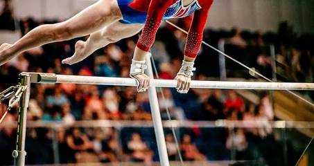 Poster women uneven bars artistic gymnastics in summer games © sports photos