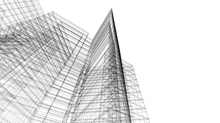 modern office buildings on white background 