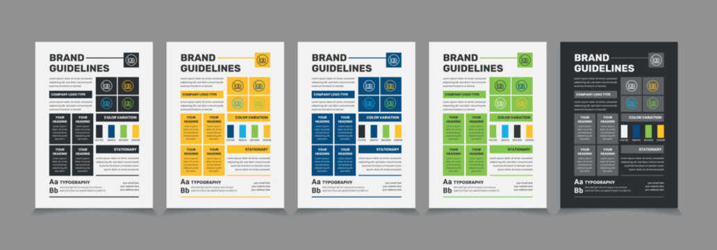 A4 Brand Guidelines Poster Layout Set, Simple style and modern Brand Guidelines, Brand identity Template.