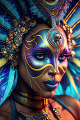 portrait of a Beautiful samba dancer. AI-Generated