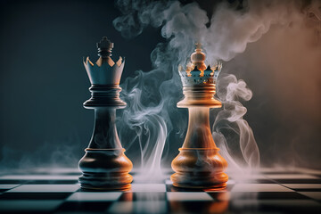 Chess with smoke business idea background Generative AI