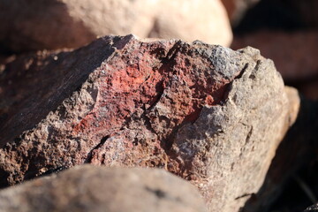 Red interior of a grey stone