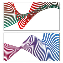 Wavy lines or ribbons. Multicolored striped gradient. Creative unusual background with abstract gradient wave lines for creating trendy banner, poster. Vector eps