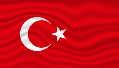 turkey national flag vector 3d waving illustration