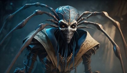 Kwaku Ananse, the trickster spider, was known for his cunning and wit, often using his clever tricks to outsmart his enemies. AI generation.