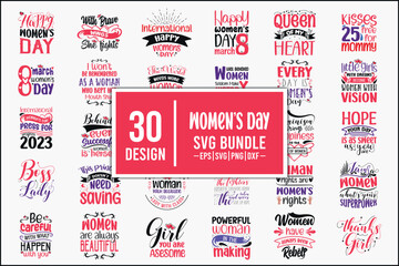 Fototapeta na wymiar Women's day SVG Bundle. Women's day T-shirt Design Bundle for svg cut file