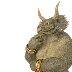 Fototapeta premium triceratops warrior is thinking about side view close up