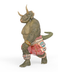 triceratops warrior is walking around