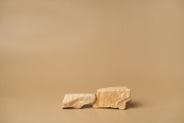 A podium, stand, stage or platform made of two natural stones for the presentation of your products with space for copying. High quality photo
