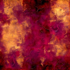 Red and gold venetian plaster decoration surface abstract background. Decorative interior wall closeup, detailed concrete texture. Vintage material Red and gold venetian plaster abstract pattern.