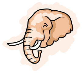 Cartoon Illustration of Elephant, The Largest Land Animals.