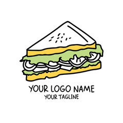 Sandwich logo template. Simple sandwich logo vector illustration. Suitable for sandwich shop, fast food restaurant logo and graphic design elements.