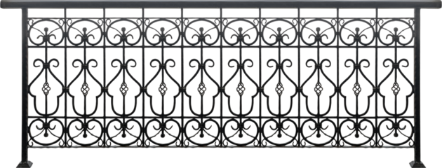 Old vintage banister fence isolated on white background