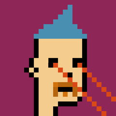 Male character in pixel art style with generative AI