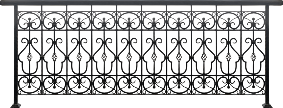 Old vintage banister fence isolated on white background