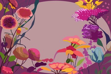 Bunte Blumen als Hintergrund mit Copyspace für Frühling und Sommer, Illustration