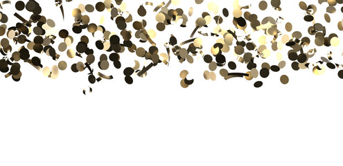 Glittering golden confetti png. Glittering golden confetti falls from above on transparent background. Celebrate festivals.