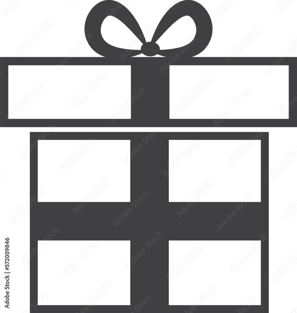 Poster black ribbon bow present box icon. gift symbol