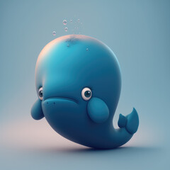 Cute little whale character illustration. Generative AI
