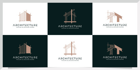 set of Architect house logo, architectural and construction design vector.