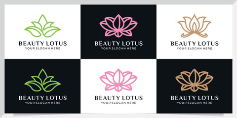 Fototapeta na wymiar set of beauty lotus flower logo design