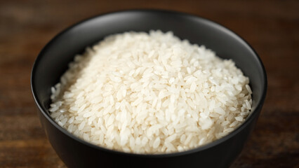 Japanese Raw white rice close up