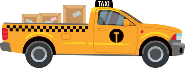 Pickup truck with parcel boxes. Cargo taxi service © MicroOne