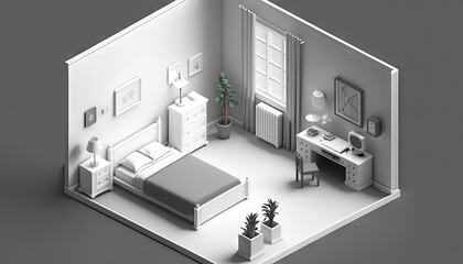 Fototapeta premium Isometric Bedroom
