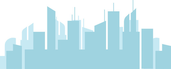 Obraz premium Blue city skyline. Urban high buildings silhouette