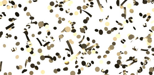 Gold confetti background, isolated on transparent background