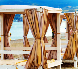 Closed places to relax on the beach empty without people