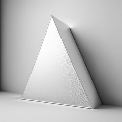 Abstract modern background, glittering silver triangle, with a pointed top and curved sides. AI generation.